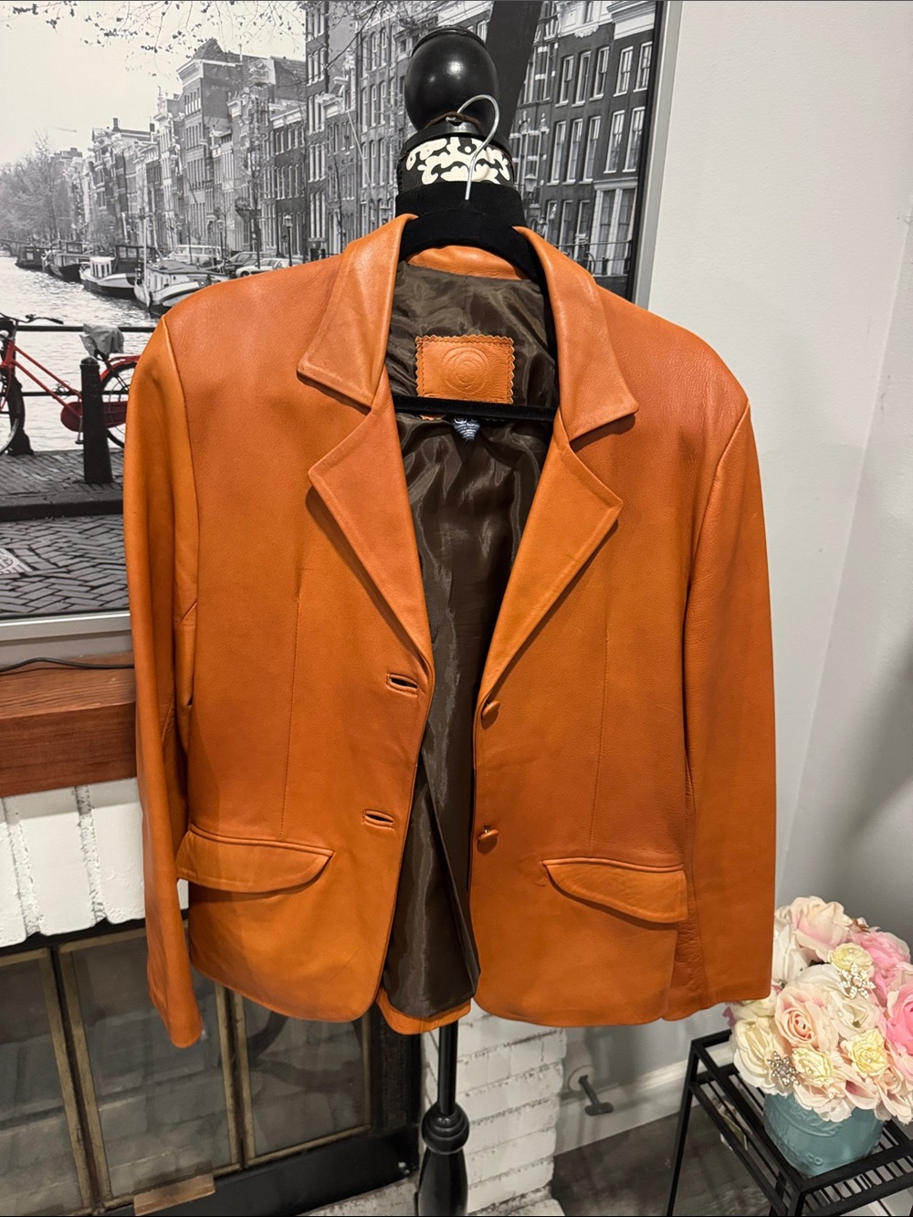 Brauro scarppa Genuine leather women Jacket Blazer Cognac Brown Large